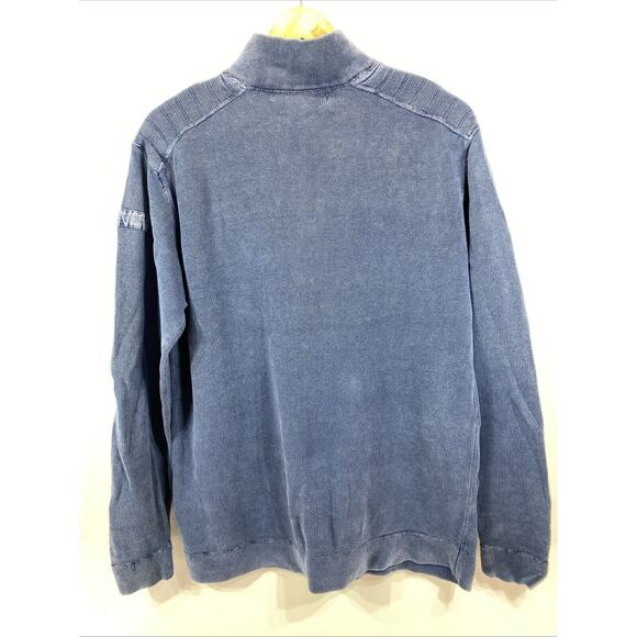 Retrofit Blue 1/4 Zip Factory Distressed Sweater Men’s Size Large 44” - Picture 6 of 8
